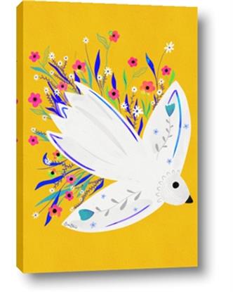 Picture of Bird in Floral Yellow Abstraction